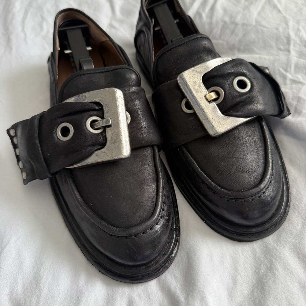 A.S. 98 Thaine Loafers Size 40 US 9-9.5 Black Leather Buckle Statement - Picture 2 of 8